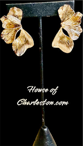 Leaf Flower Metal Earrings