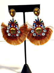 Earrings -Rust Tribal Chandelier post earrings