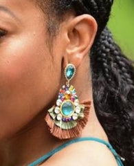 Earrings -Rust Tribal Chandelier post earrings