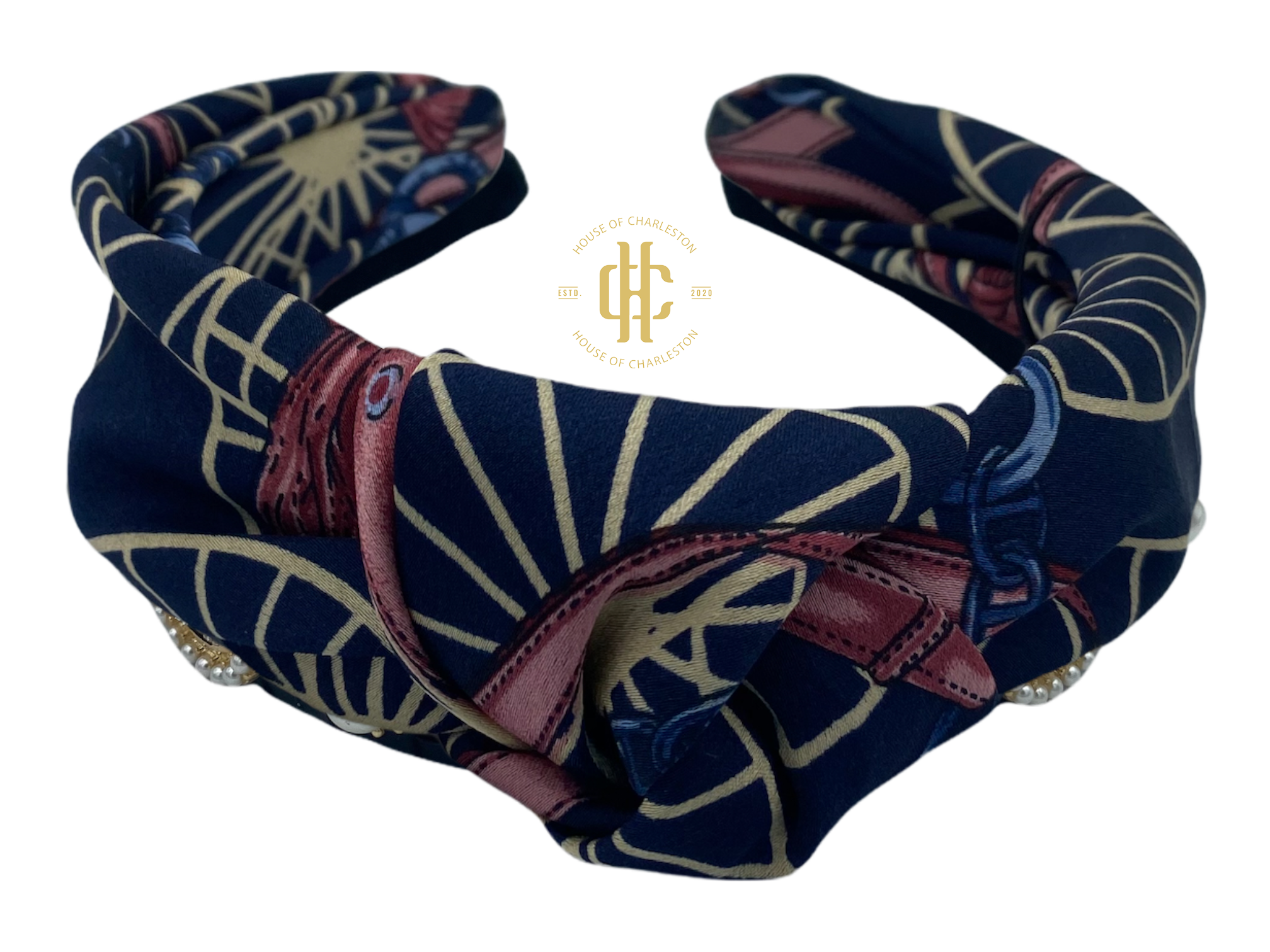 Mid knot headband Blue/GLD