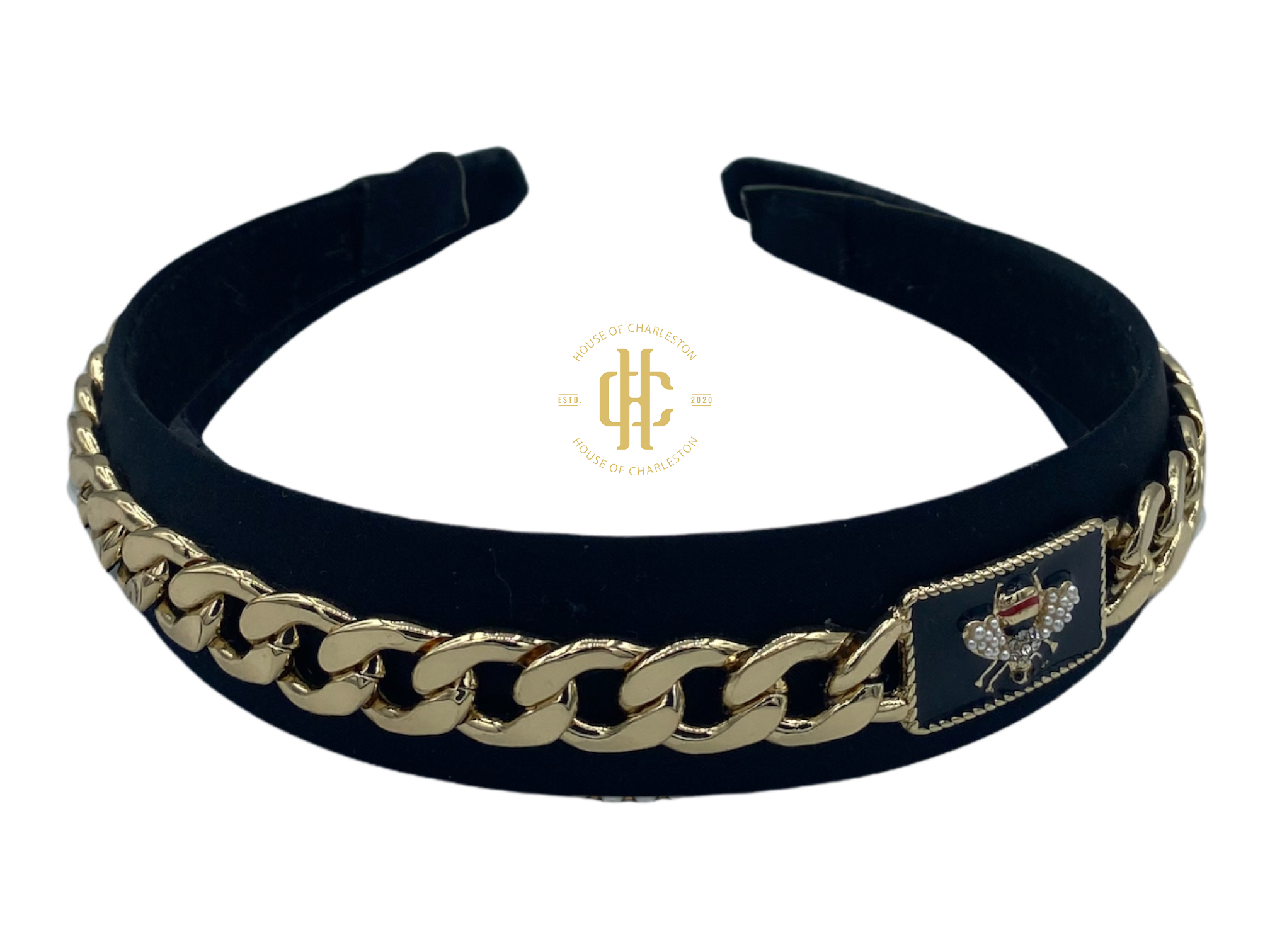 Black Cuban  Link Headband Blue/GLD