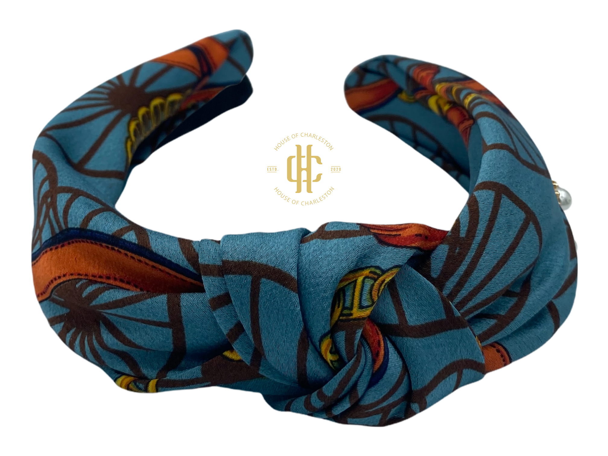 Mid knot Cloth Headband Blue/ORNG