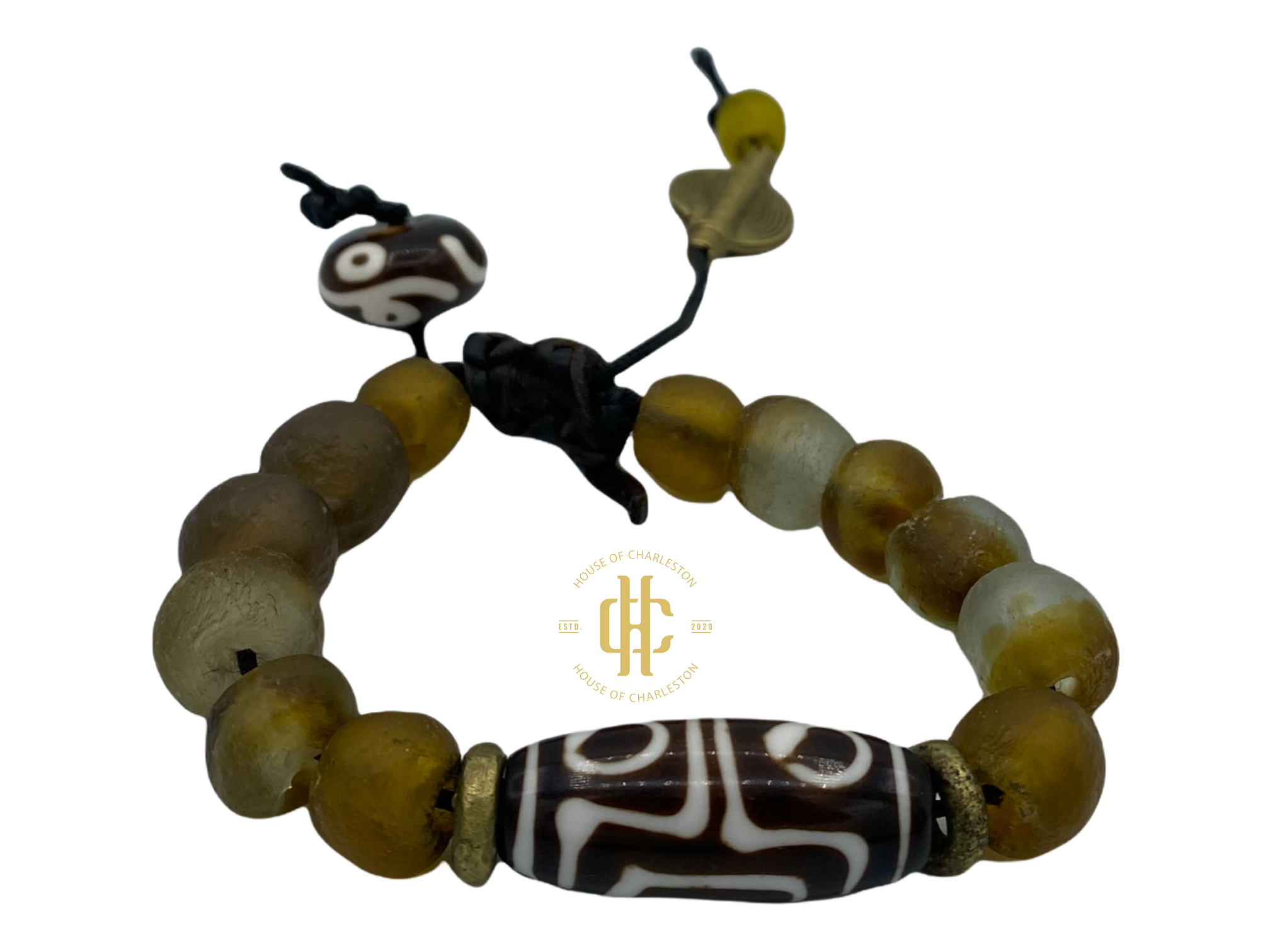 Stone Bracelet Blk/Wht/Brwn