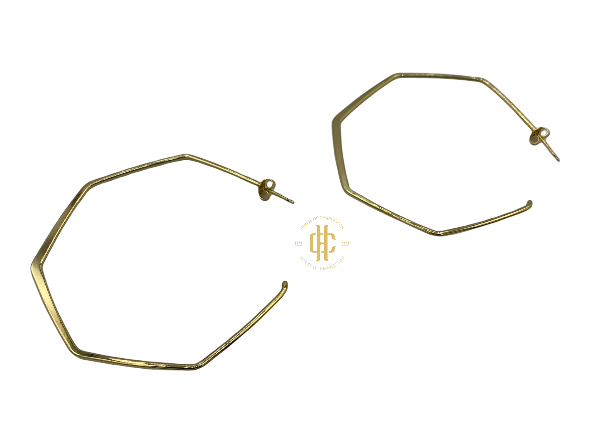 Gold Hex Hoop Earrings