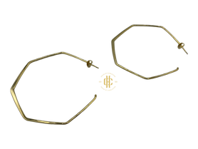 Gold Hex Hoop Earrings