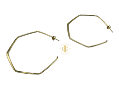 Gold Hex Hoop Earrings