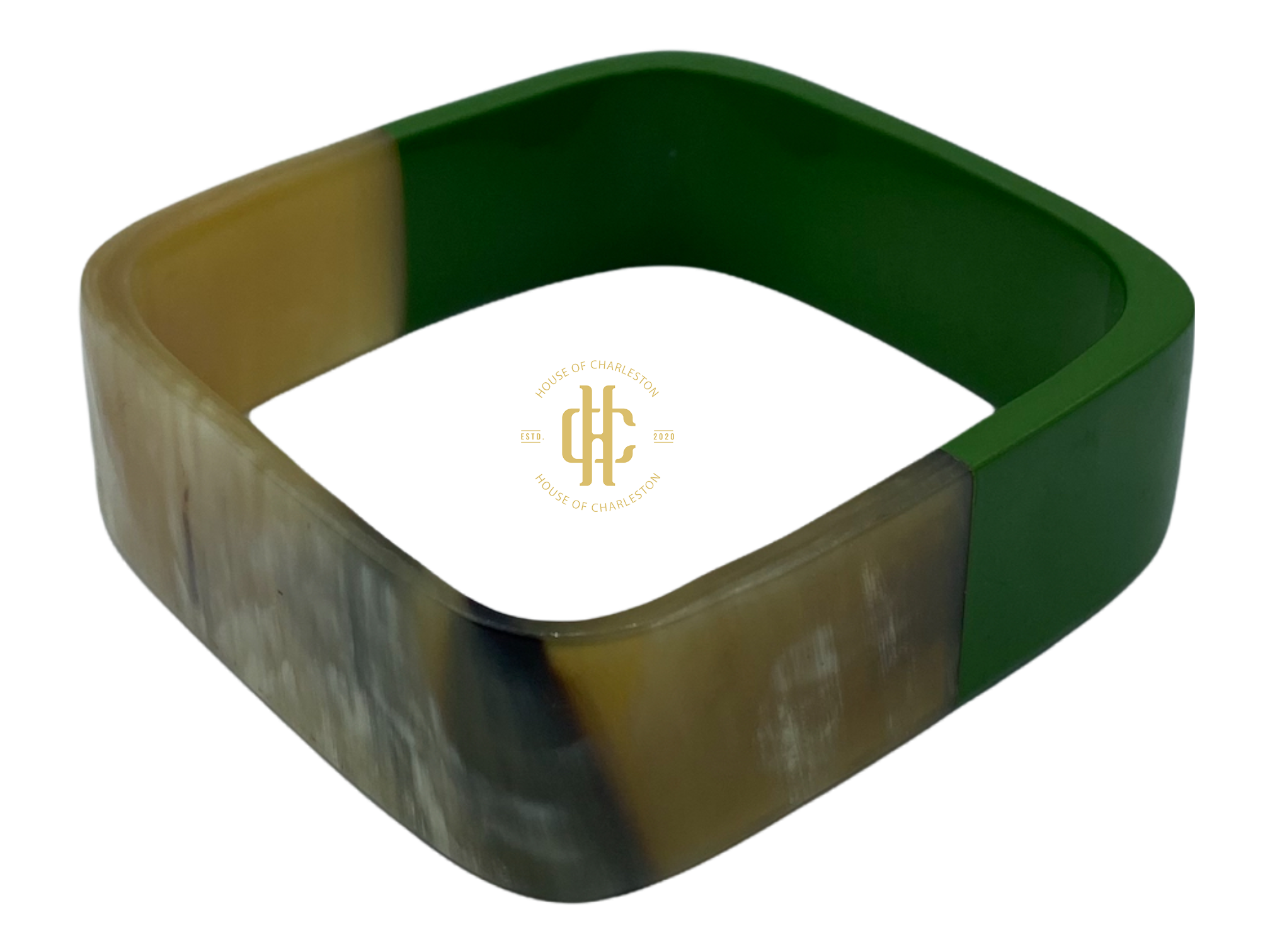 Bracelet - Hermes Inspired Bracelet - Green lacquer & Ivory bone