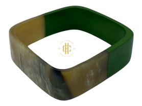 Bracelet - Hermes Inspired Bracelet - Green lacquer & Ivory bone