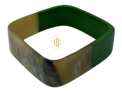 Bracelet - Hermes Inspired Bracelet - Green lacquer & Ivory bone