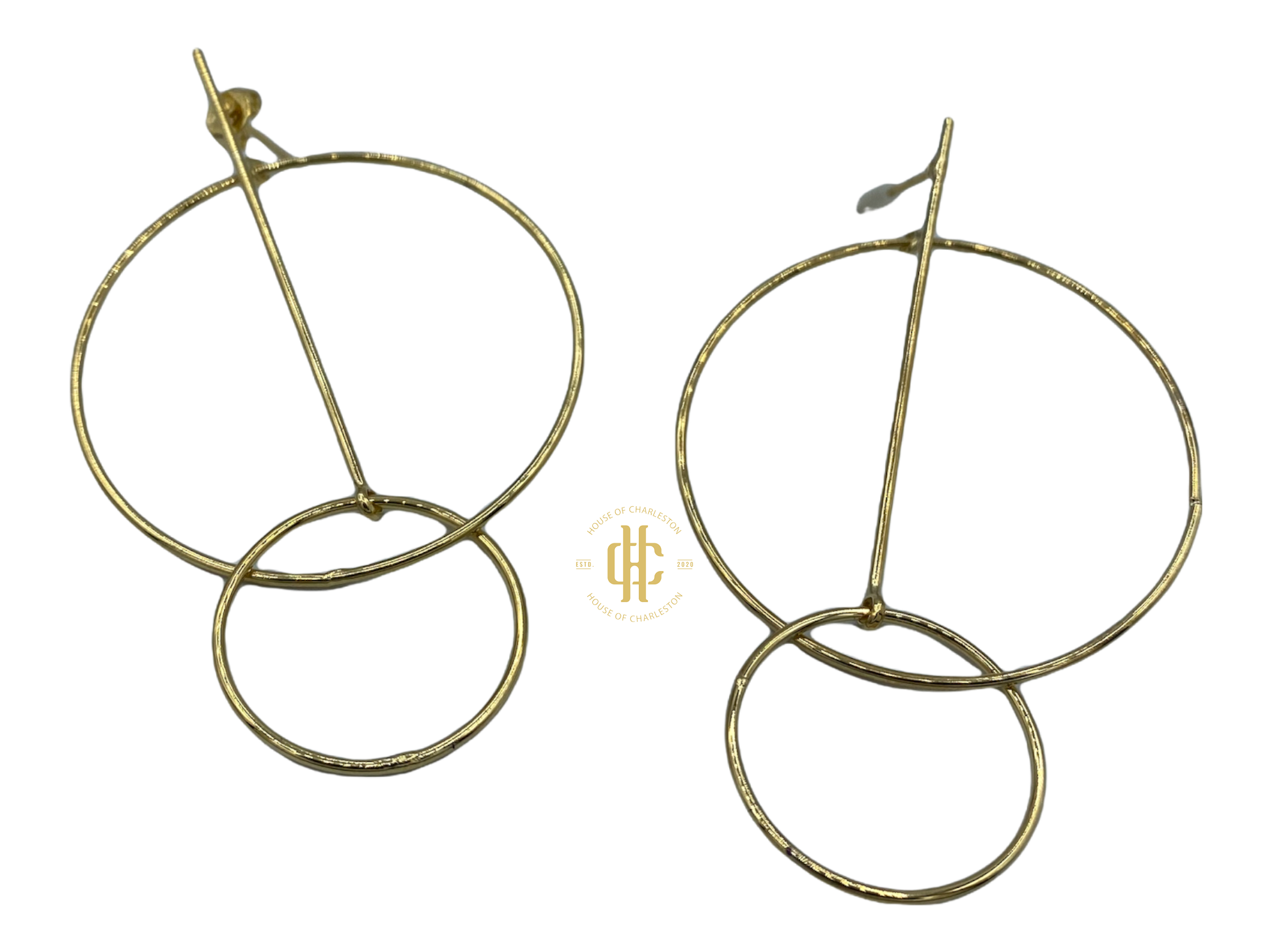 Gold Circle Crossover Earrings