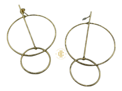 Gold Circle Crossover Earrings