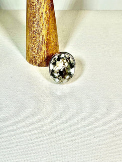 Ring - Round Crystal Quartz/Sterling Silver