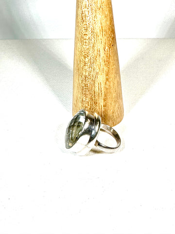 Ring - Round Crystal Quartz/Sterling Silver